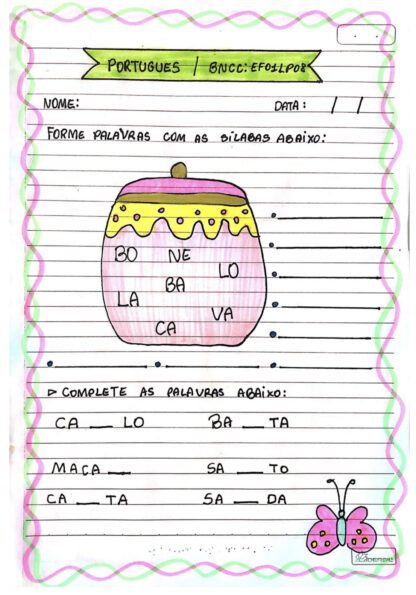 Atividades formação de palavras