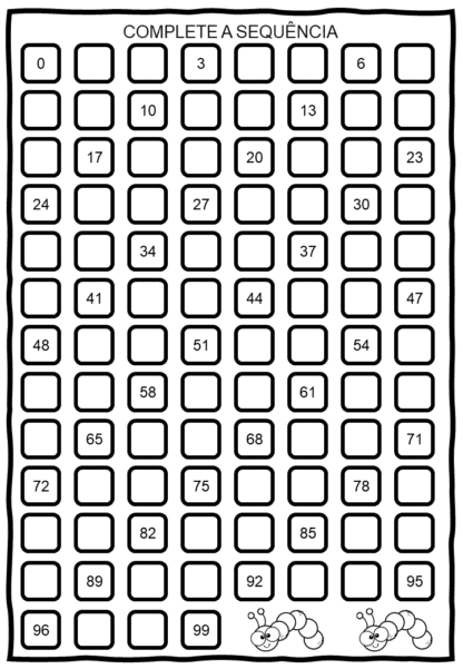 SEQUENCIA NUMERICA 0 A 100 PRETO E BRANCO