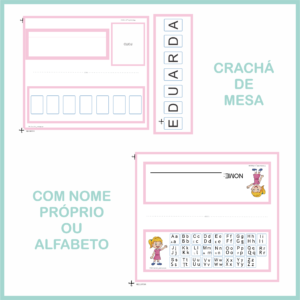 CRACHÁ DE MESA COM NOME PRÓPRIO OU ALFABETO