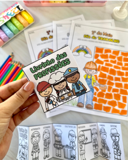 Kit dia do trabalho atividade + livrinho das profissões