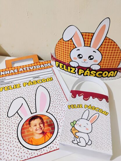 Kit de Páscoa - Coroa, sacolinha e atividades